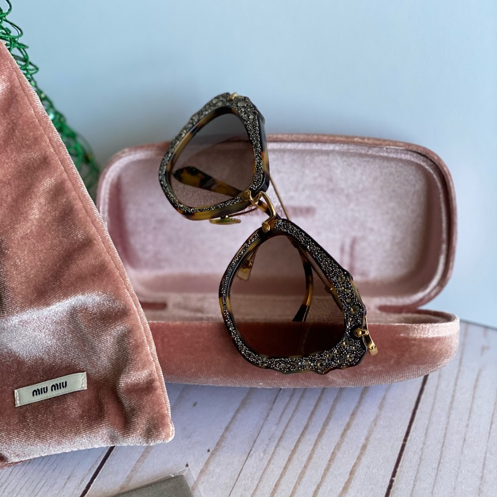 Miu Miu sunglasses with stone embellishments. Authentic! Like new. No scratches.